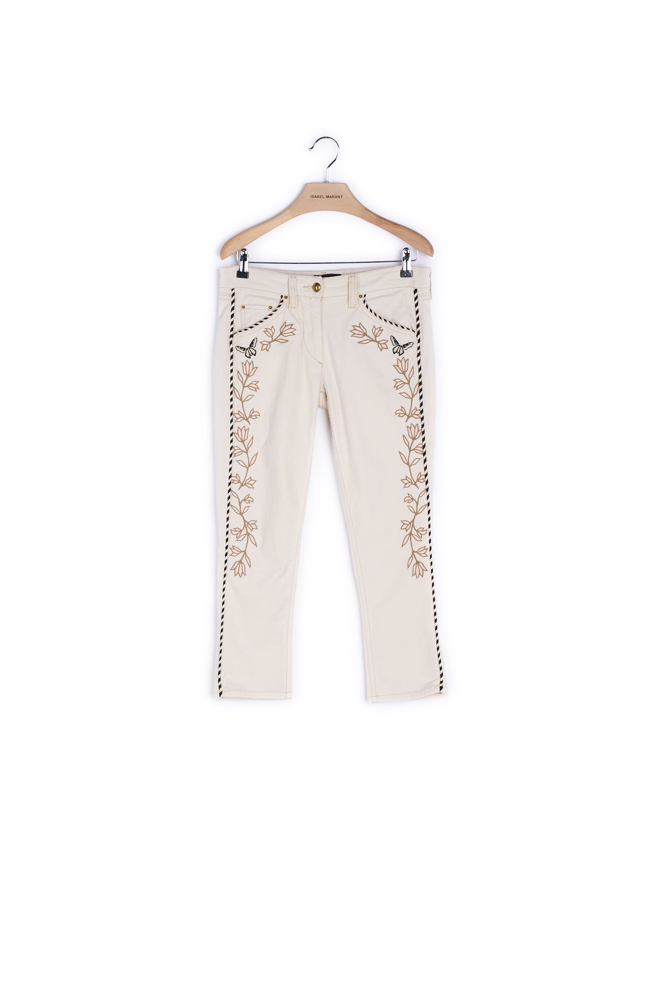 Jean broderies coupe droite - 38 Isabel Marant seconde vie