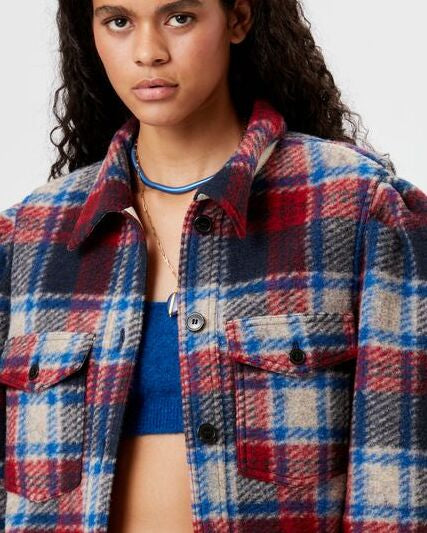 MANTEAU COURT À CARREAUX LEIKO Faume - seconde main