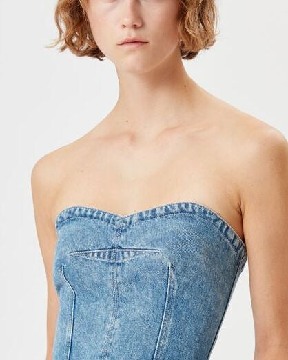 HAUT BUSTIER EN DENIM SOLIZINIA Faume - seconde main