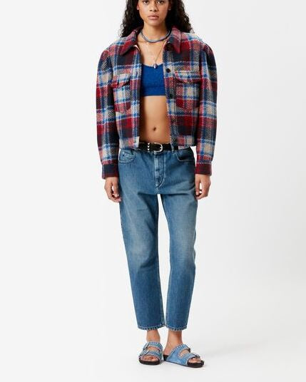 MANTEAU COURT À CARREAUX LEIKO Faume - seconde main