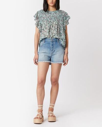 HAUT EN VOILE DE COTON IMPRIMÉ LAYONA Faume - seconde main