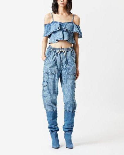 HAUT COURT EN CHAMBRAY VOLOTEO Faume - seconde main