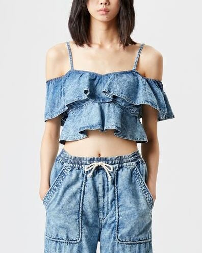 HAUT COURT EN CHAMBRAY VOLOTEO Faume - seconde main