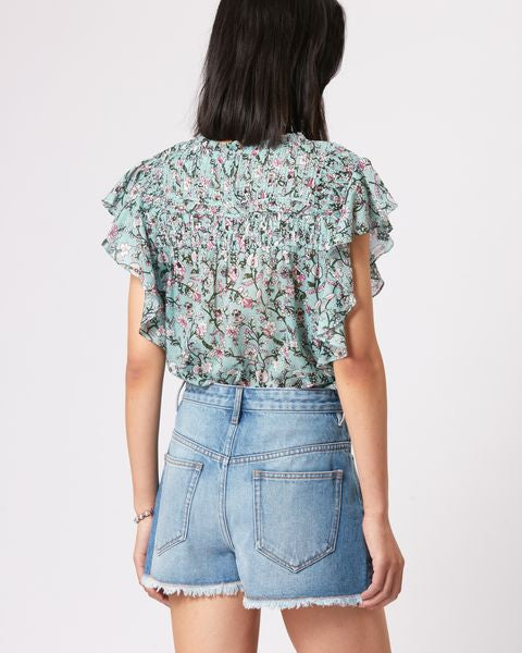 HAUT EN VOILE DE COTON IMPRIMÉ LAYONA Faume - seconde main