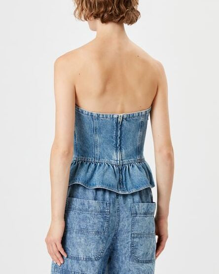 HAUT BUSTIER EN DENIM SOLIZINIA Faume - seconde main
