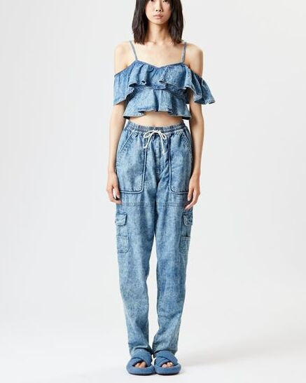 PANTALON EN CHAMBRAY VIAMAO Faume - seconde main