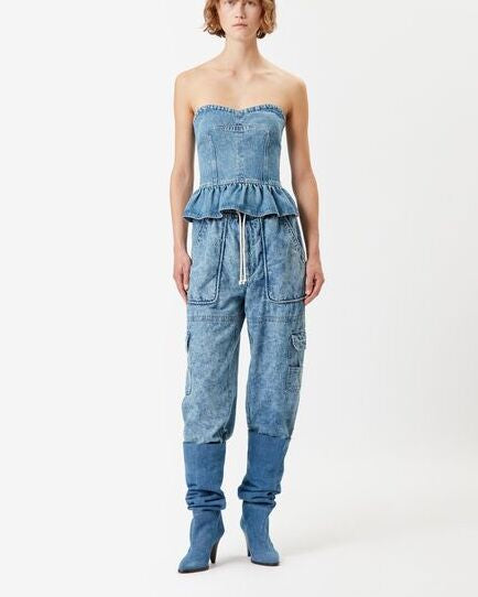 HAUT BUSTIER EN DENIM SOLIZINIA Faume - seconde main