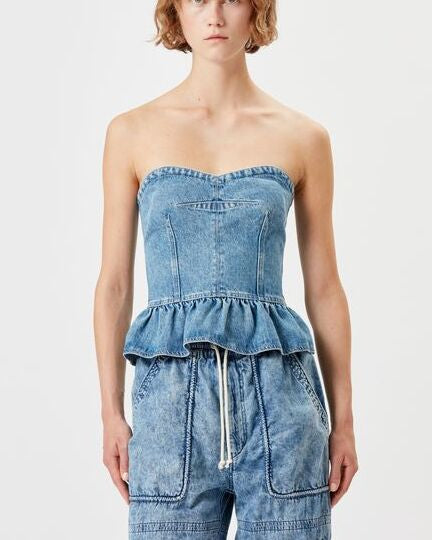 HAUT BUSTIER EN DENIM SOLIZINIA Faume - seconde main