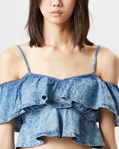 HAUT COURT EN CHAMBRAY VOLOTEO Faume - seconde main