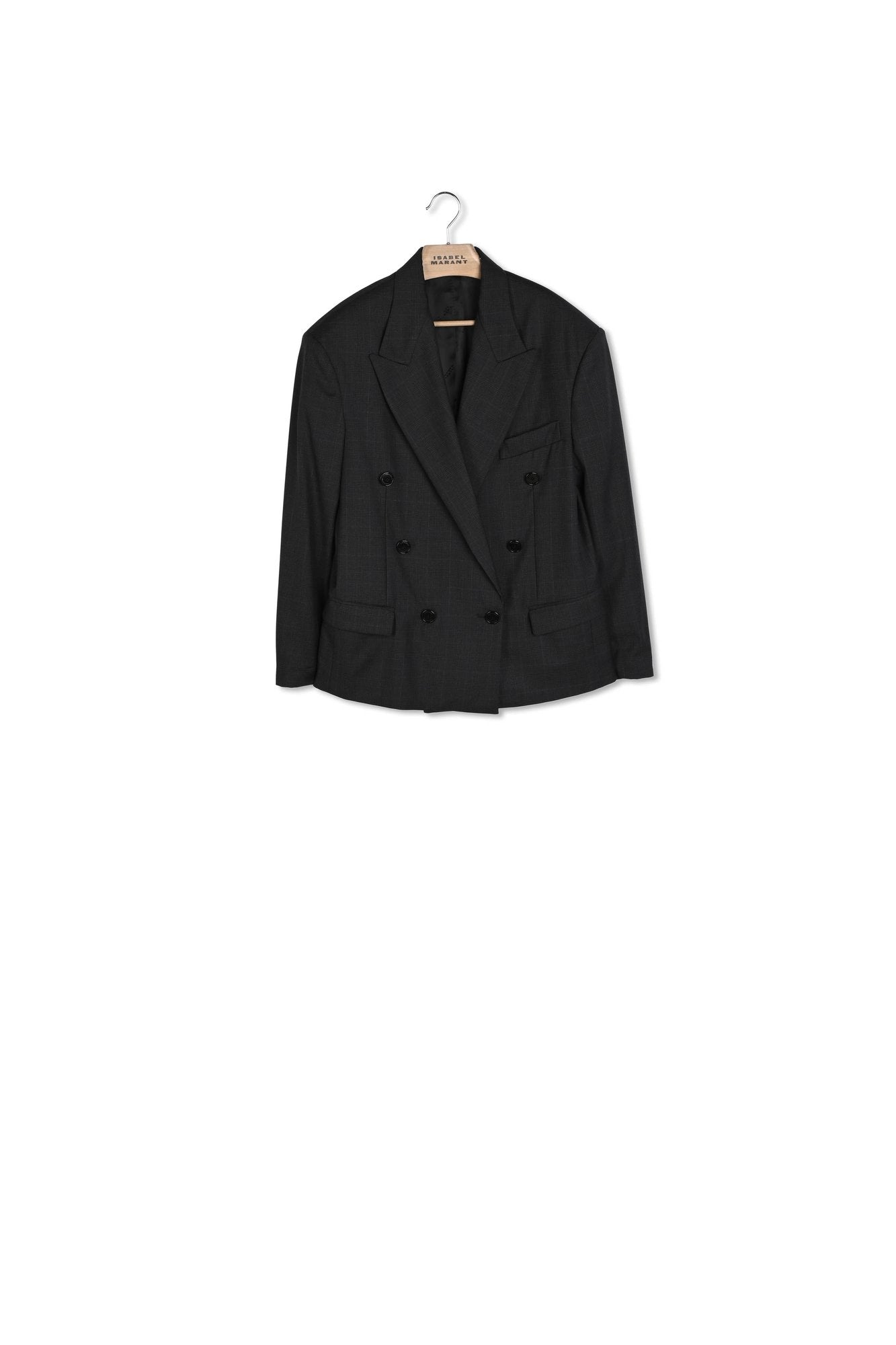 VESTE EN LAINE VIERGE À CARREAUX KLERO Faume - seconde main